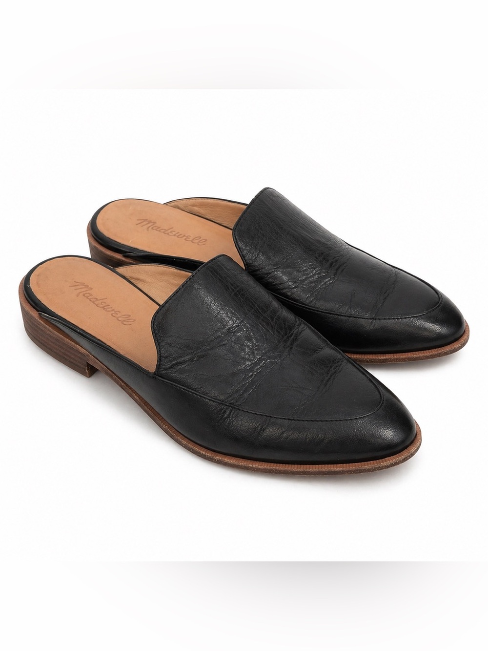 Madewell The Frances Loafer Mule Black Leather Shoes - Size 7.5